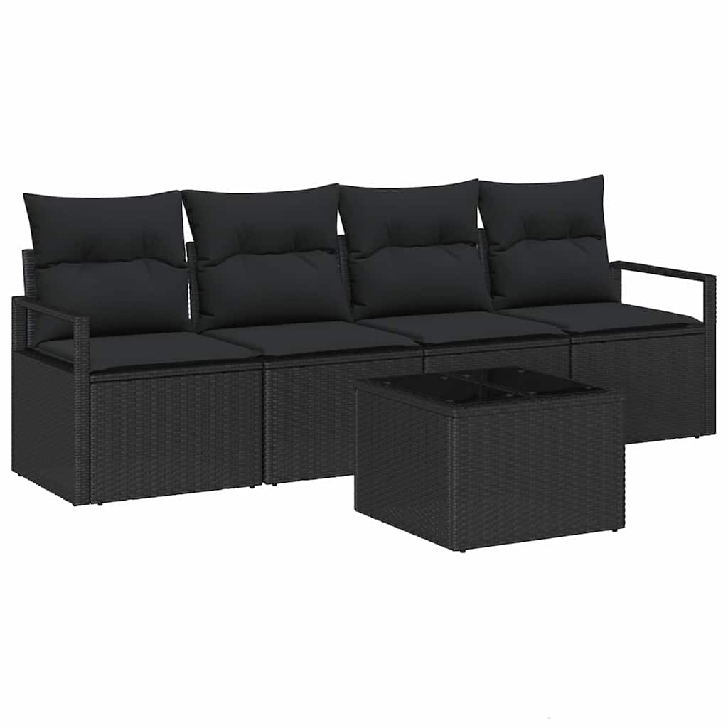 vidaXL Sofa Set 5 pcs Schwarz Poly-Rattan