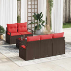 vidaXL Sofa Set 6 pcs Braun und Rot Poly-Rattan