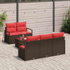 vidaXL Sofa Set 6 pcs Braun und Rot Poly-Rattan