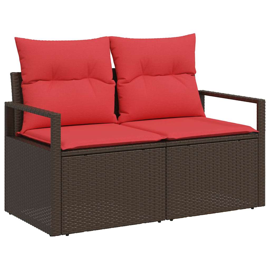 vidaXL Sofa Set 6 pcs Braun und Rot Poly-Rattan