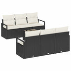 vidaXL Sofa Set mit Kissen 7 pcs Schwarz und Creme Poly Rattan