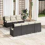 vidaXL Sofa Set mit Kissen 8 pcs Schwarz und Creme Poly Rattan
