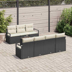 vidaXL Sofa Set mit Kissen 8 pcs Schwarz und Creme Poly Rattan