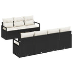 vidaXL Sofa Set mit Kissen 8 pcs Schwarz und Creme Poly Rattan