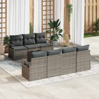 vidaXL Sofa Set mit Kissen 8 pcs Grau Poly Rattan