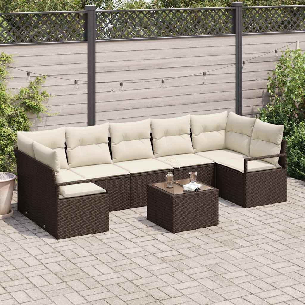 vidaXL Sofa Set 8 pcs Schwarz und Creme Poly-Rattan