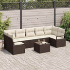 vidaXL Sofa Set 8 pcs Schwarz und Creme Poly-Rattan