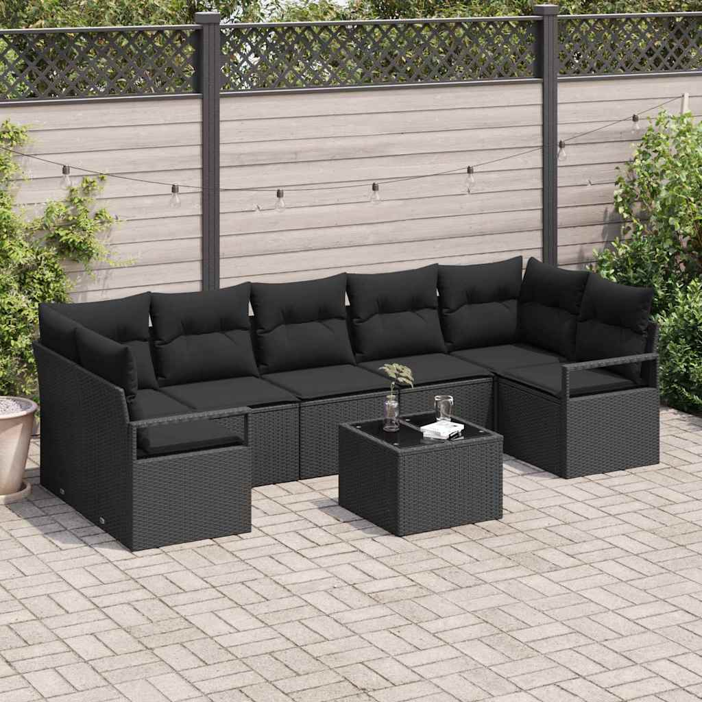 vidaXL Sofa Set 8 pcs Schwarz Poly-Rattan