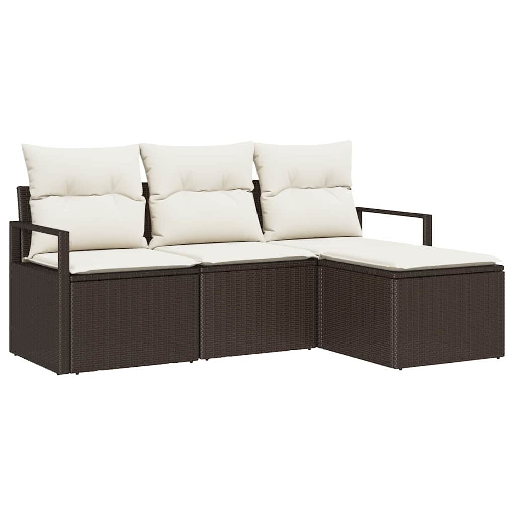 vidaXL Sofa Set 4 pcs Braun Poly-Rattan