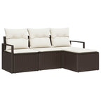 vidaXL Sofa Set 4 pcs Braun Poly-Rattan