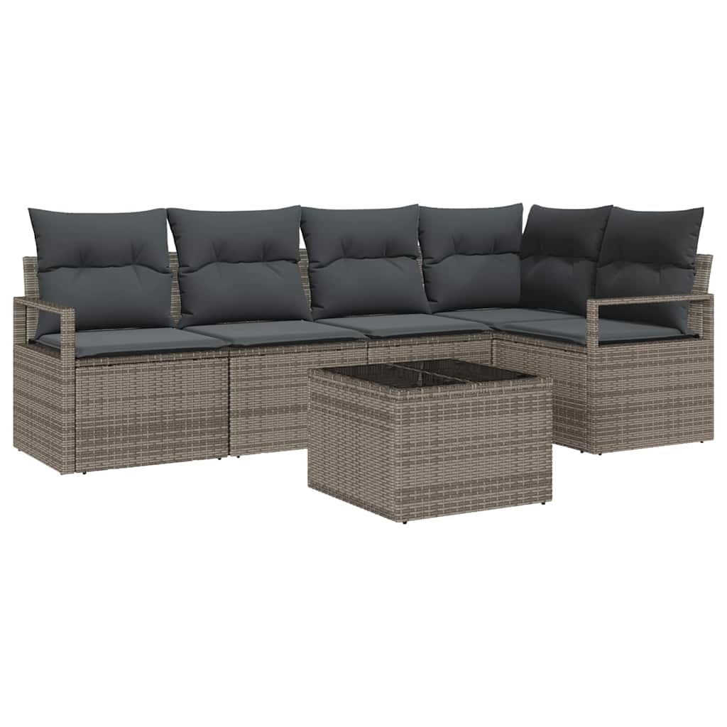 vidaXL Sofa Set 6 pcs Schwarz Poly-Rattan