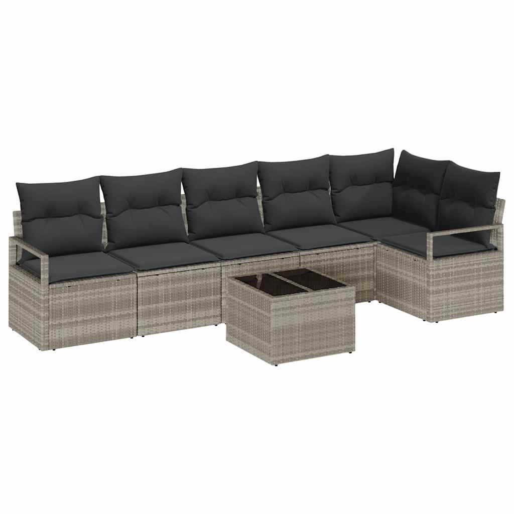 vidaXL Sofa Set 7 pcs Hellgrau Poly-Rattan