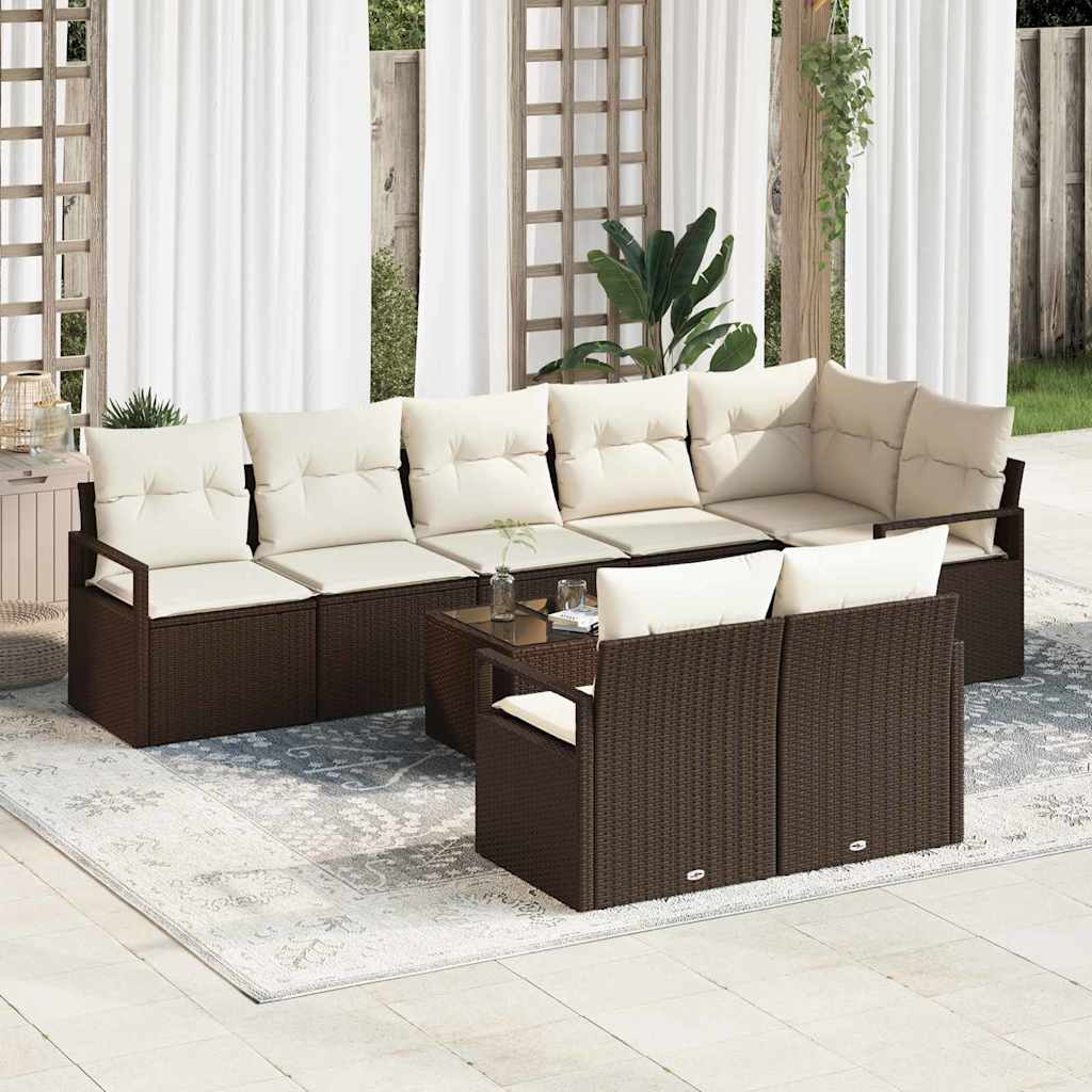 vidaXL Sofa Set 9 pcs Braun Poly-Rattan