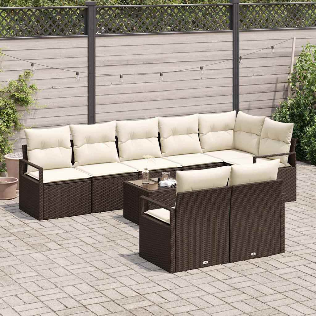 vidaXL Sofa Set 9 pcs Braun Poly-Rattan