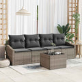 vidaXL Sofa Set mit Kissen mit Kissen 5 pcs Grau Poly Rattan