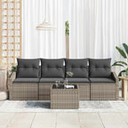 vidaXL Sofa Set mit Kissen mit Kissen 5 pcs Grau Poly Rattan