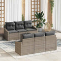 vidaXL Sofa Set mit Kissen mit Kissen 7 pcs Grau Poly Rattan