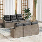 vidaXL Sofa Set mit Kissen mit Kissen 7 pcs Grau Poly Rattan