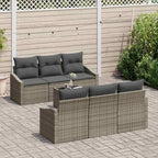 vidaXL Sofa Set mit Kissen mit Kissen 7 pcs Grau Poly Rattan