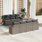vidaXL Sofa Set mit Kissen mit Kissen 8 pcs Grau Poly-Rattan