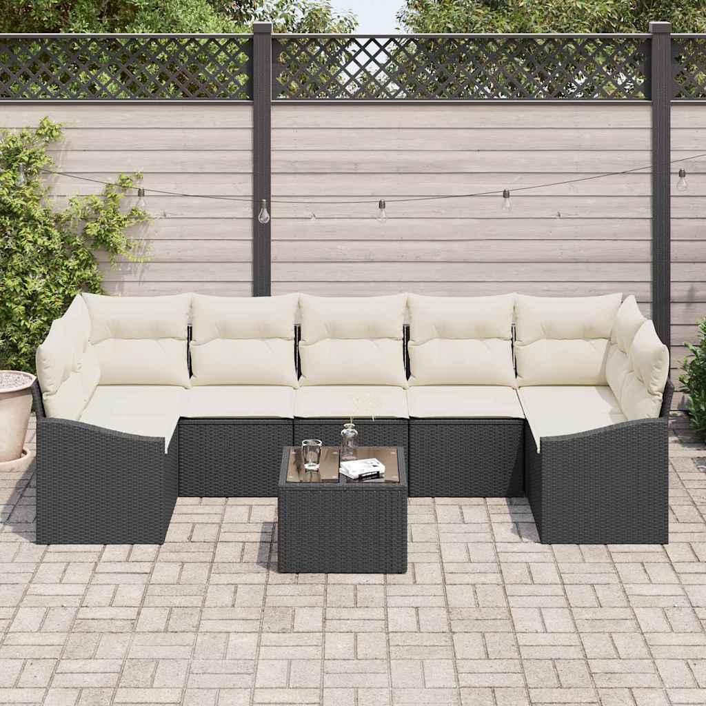 vidaXL Sofa Set Schwarz und Creme 55 x 55 x 37 cm Poly Rattan