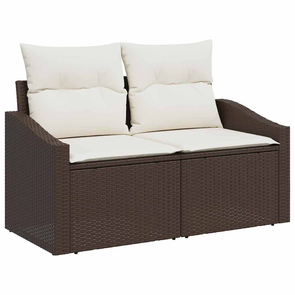 vidaXL Sofa Set mit Kissen Braun und Creme 55 x 55 x 37 cm Poly Rattan