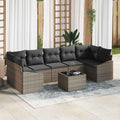vidaXL Sofa Set mit Kissen mit Kissen Grau 55 x 55 x 37 cm Poly Rattan