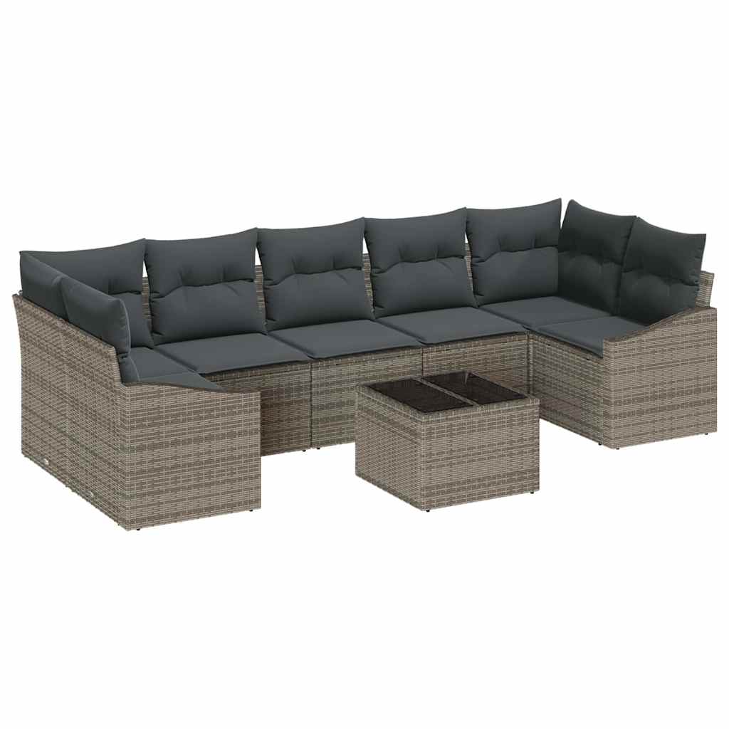 vidaXL Sofa Set mit Kissen mit Kissen Grau 55 x 55 x 37 cm Poly Rattan