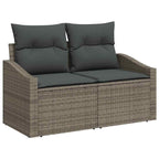 vidaXL Sofa Set mit Kissen mit Kissen 9 pcs Grau Poly Rattan