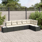 vidaXL Gartensofa-set mit Kissen 6 pcs Schwarz und Creme Poly-Rattan
