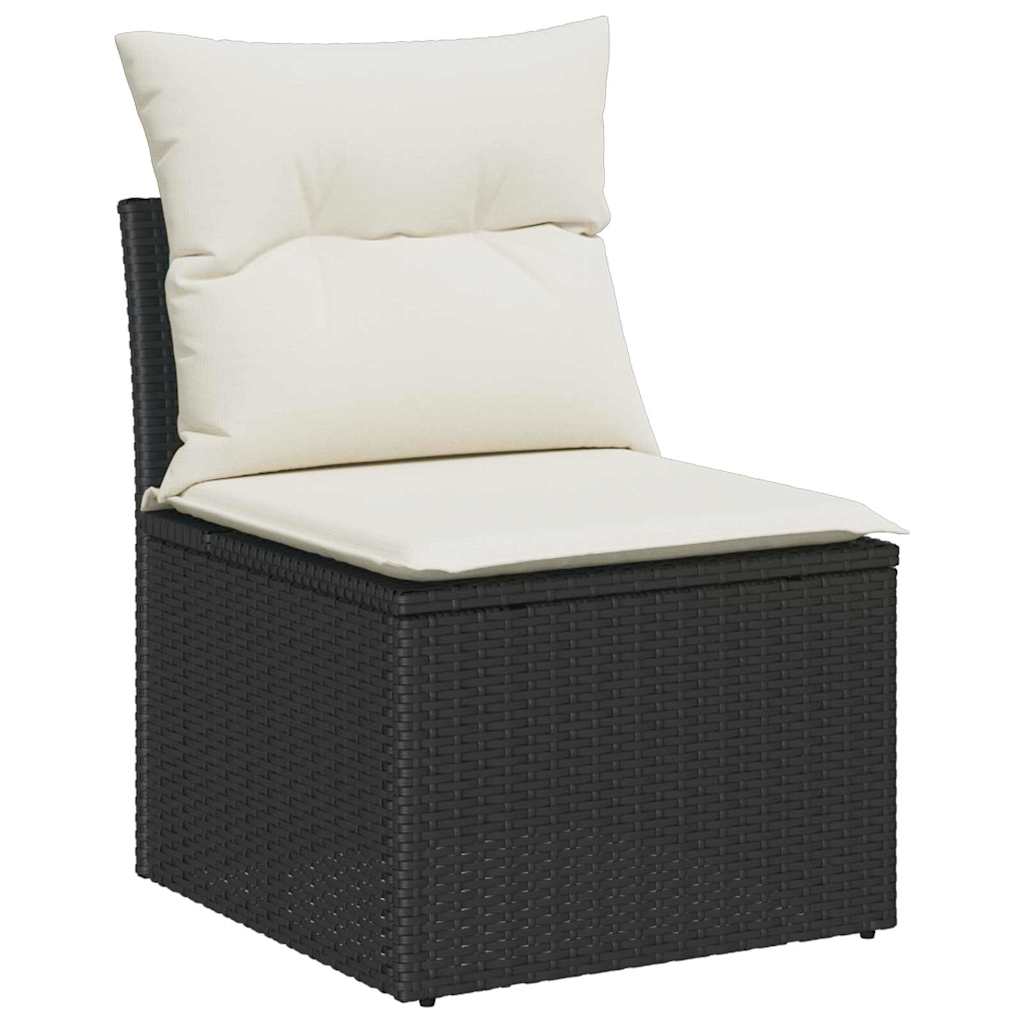 vidaXL Gartensofa-set mit Kissen 6 pcs Schwarz und Creme Poly-Rattan