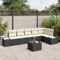 vidaXL Gartensofa-set mit Kissen 7 pcs Schwarz und Creme Poly-Rattan