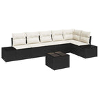 vidaXL Gartensofa-set mit Kissen 7 pcs Schwarz und Creme Poly-Rattan