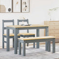 vidaXL 4-tlg. Essgruppe PANAMA Grau Massivholz Kiefer