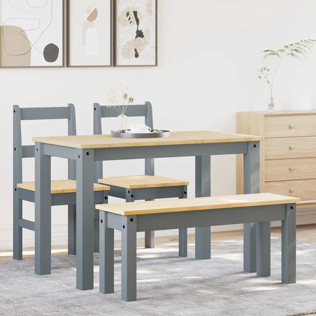 vidaXL 4-tlg. Essgruppe PANAMA Grau Massivholz Kiefer
