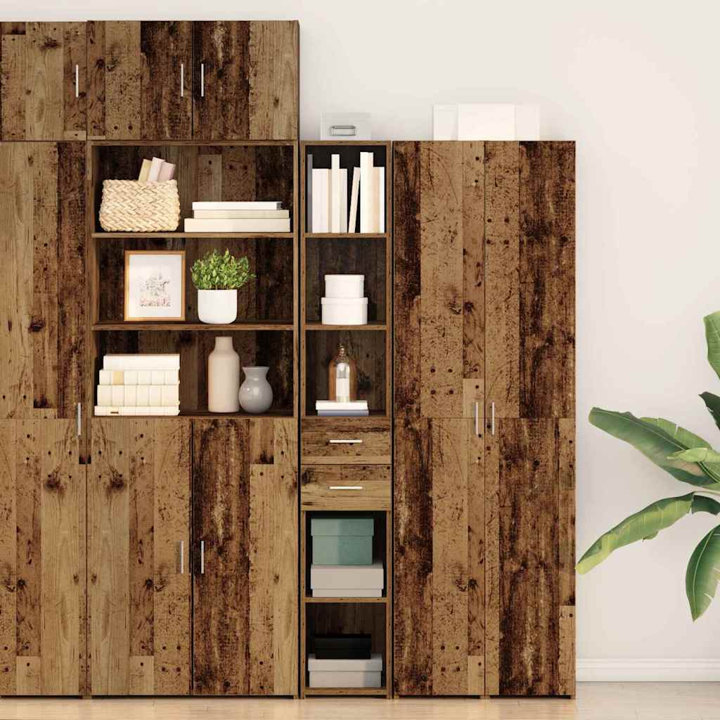 vidaXL Bücherregal mit Schubladen Altholz 30 x 42,4 x 185,2 cm