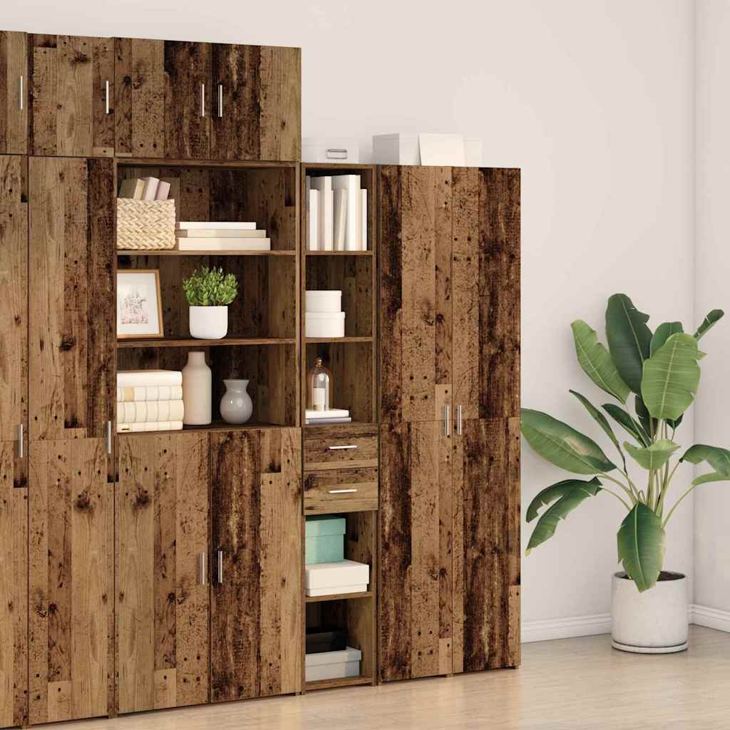 vidaXL Bücherregal mit Schubladen Altholz 30 x 42,4 x 185,2 cm