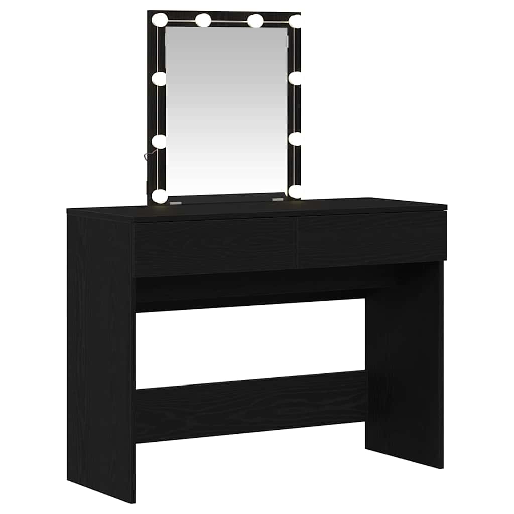 vidaXL Schminktisch mit Spiegel Schwarz Eichen-Optik 100 x 40 x 130 cm