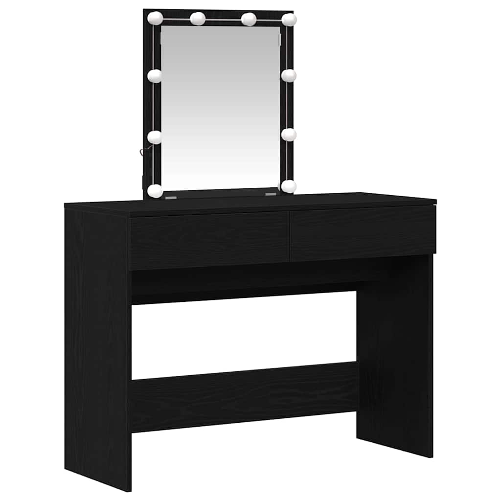 vidaXL Schminktisch mit Spiegel Schwarz Eichen-Optik 100 x 40 x 130 cm