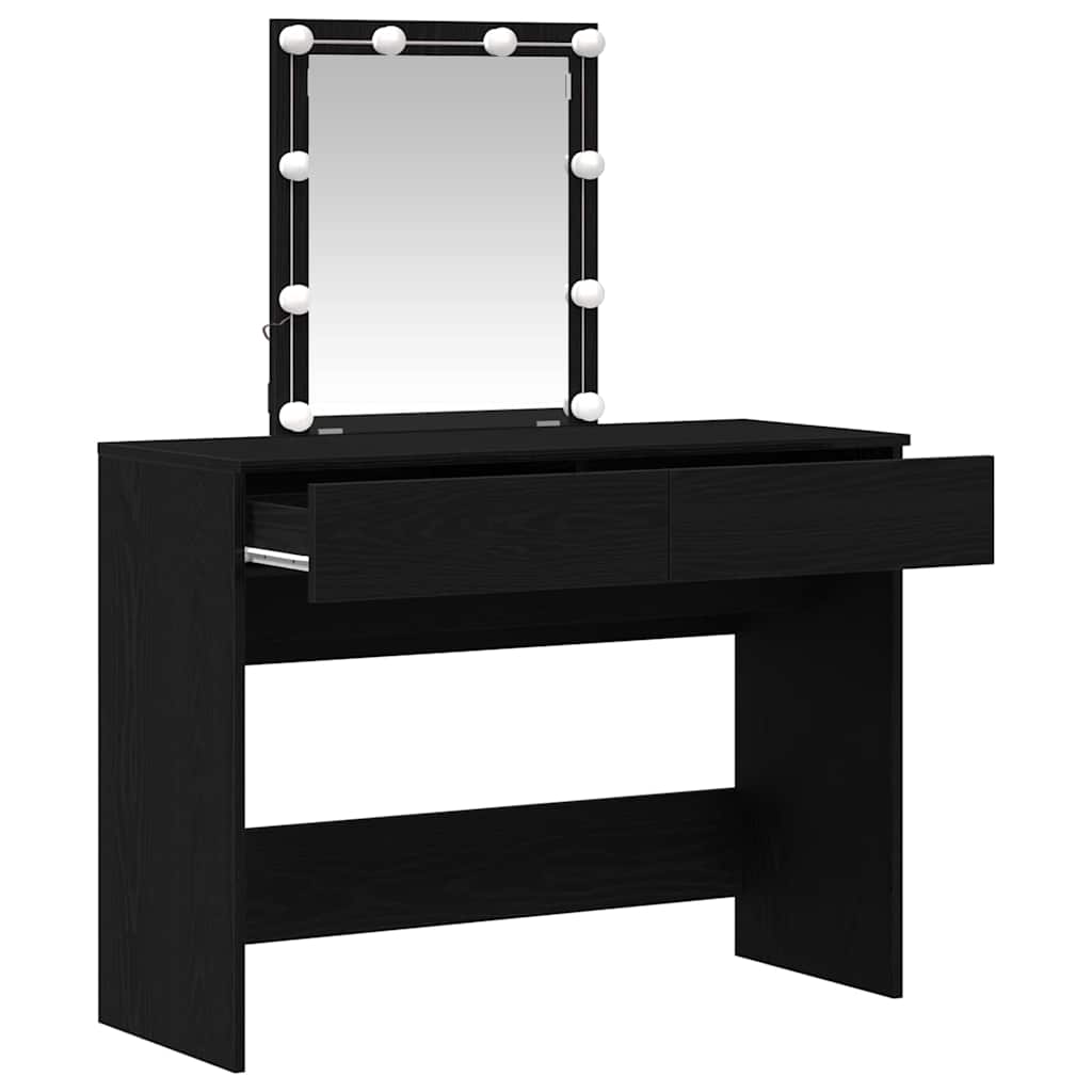 vidaXL Schminktisch mit Spiegel Schwarz Eichen-Optik 100 x 40 x 130 cm