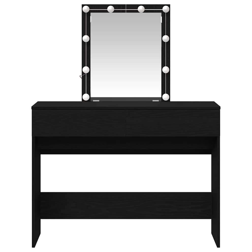 vidaXL Schminktisch mit Spiegel Schwarz Eichen-Optik 100 x 40 x 130 cm