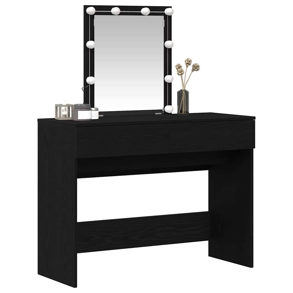 vidaXL Schminktisch mit Spiegel Schwarz Eichen-Optik 100 x 40 x 130 cm
