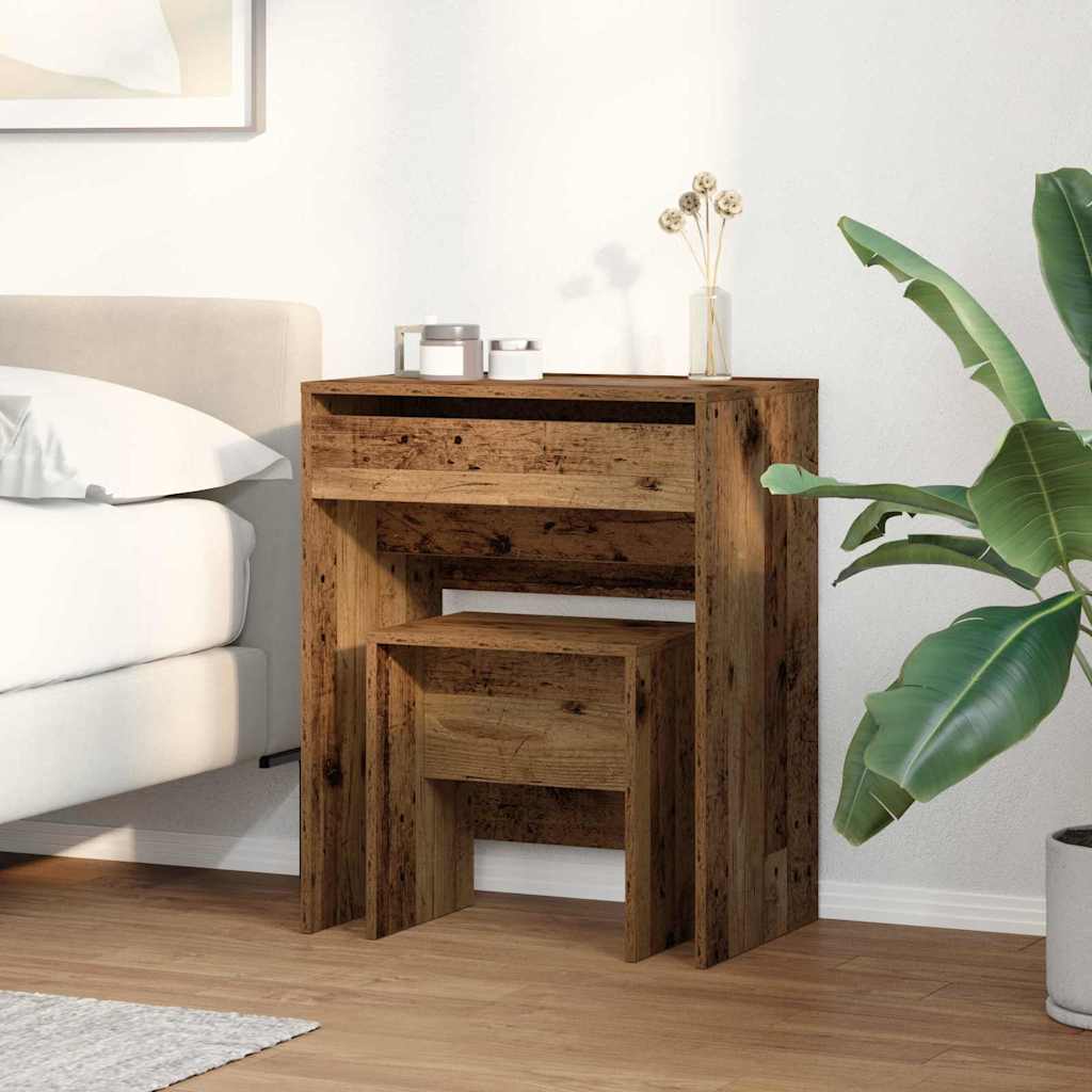 vidaXL Schminktisch mit Speicher Altholz 60 x 40 x 75 cm Holzwerkstoff