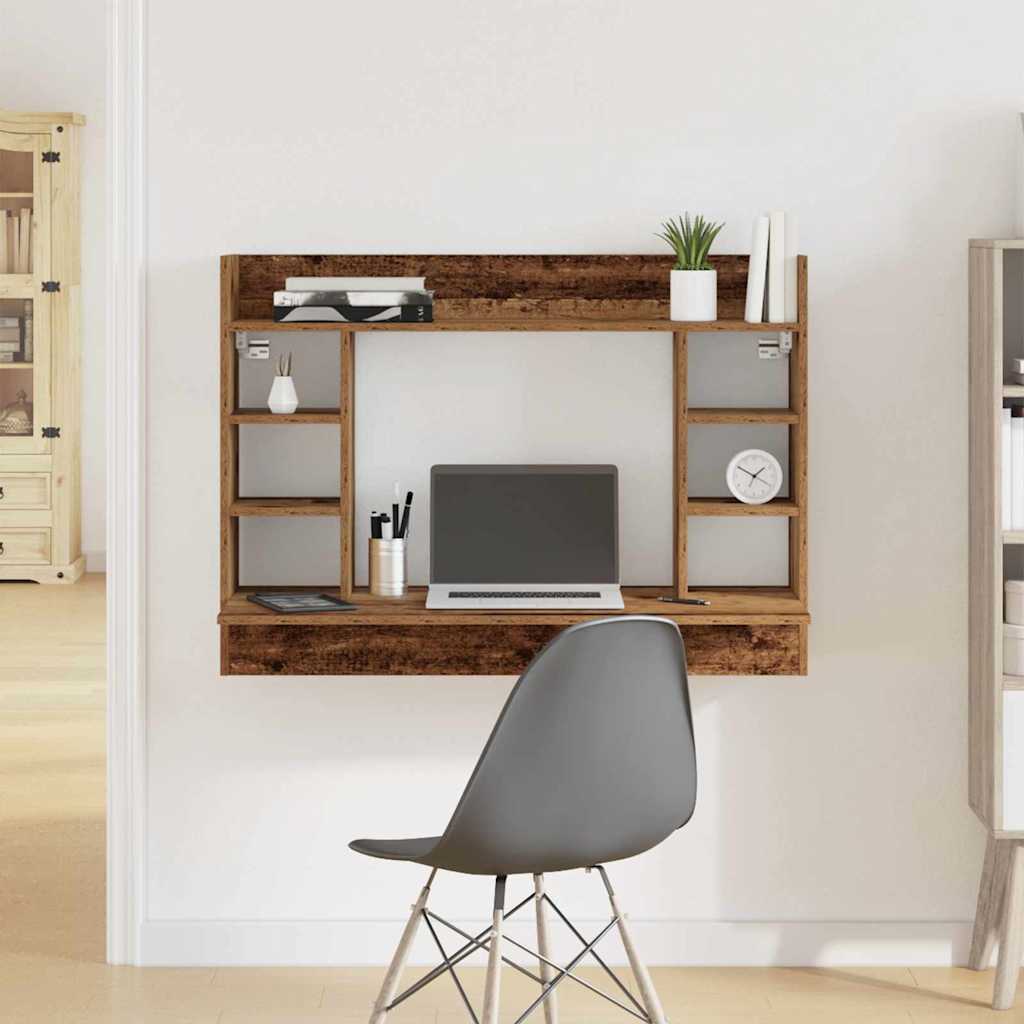 vidaXL Wandtisch mit Regal Altholz 105 x 48 x 75 cm Holzwerkstoff