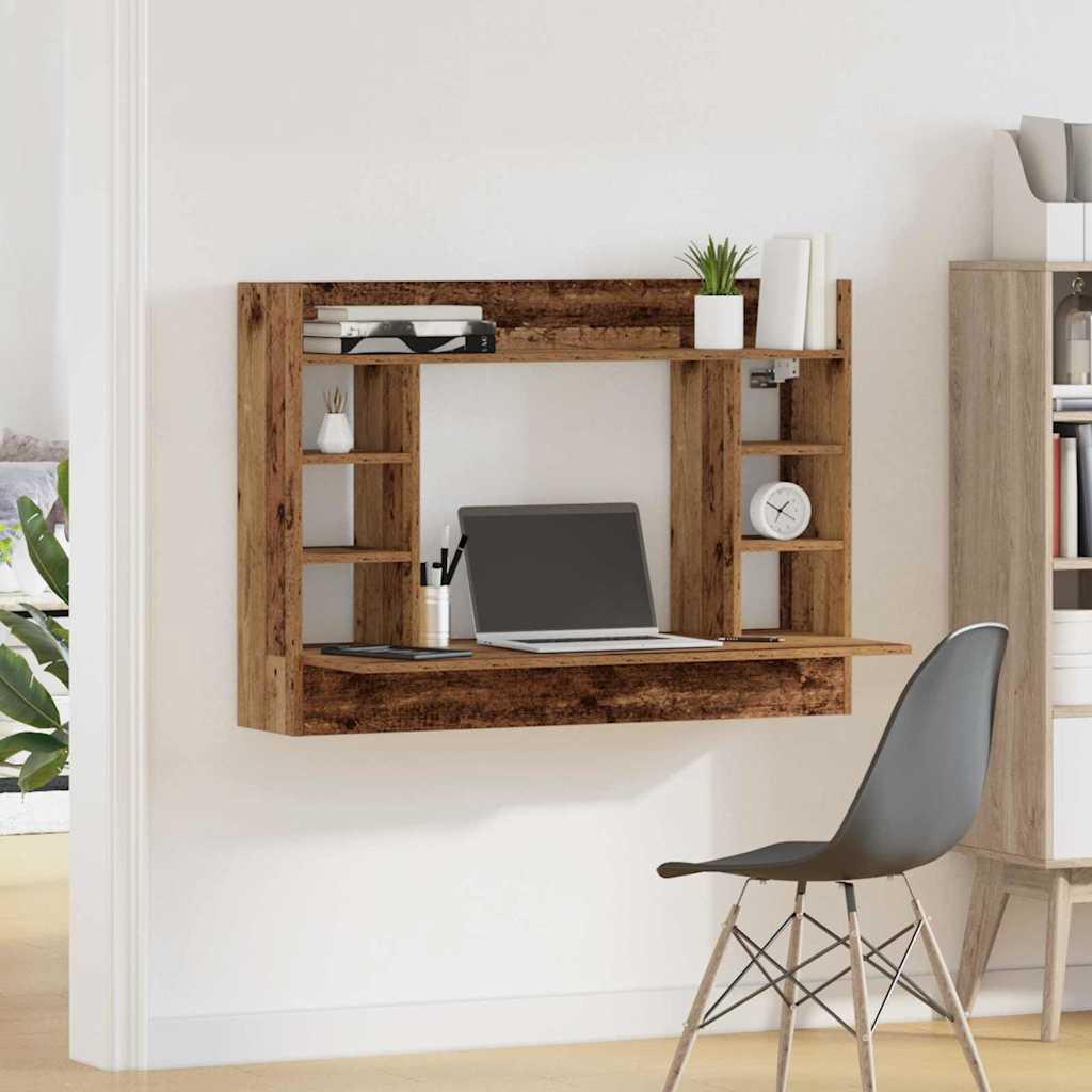 vidaXL Wandtisch mit Regal Altholz 105 x 48 x 75 cm Holzwerkstoff