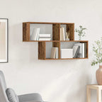 vidaXL Wandregal mit Regal Wandmontiert Braun Holzwerkstoff