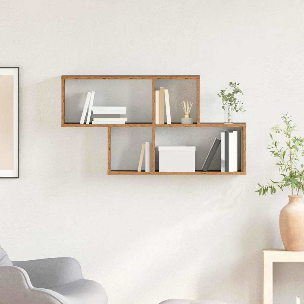 vidaXL Wandregal mit Regal Wandmontiert Braun Holzwerkstoff