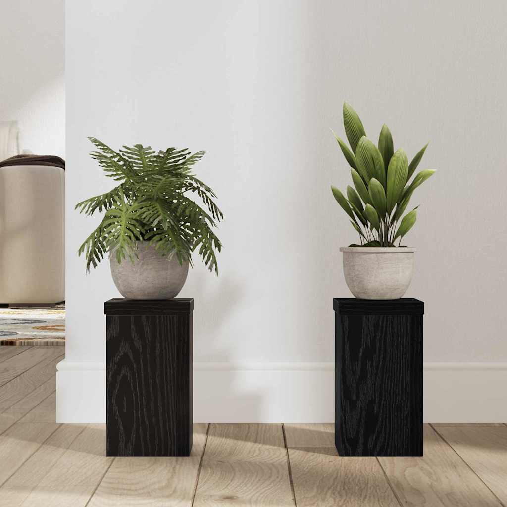 vidaXL Pflanzenständer 2 pcs Schwarz Eichen-Optik 10 x 10 x 18 cm