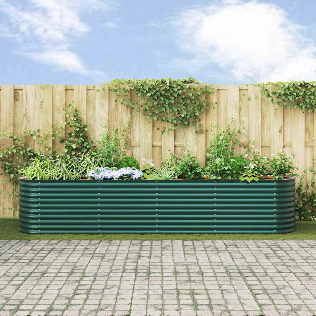 vidaXL Hochbeet Grün 400 x 80 x 81 cm Stahl