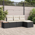 vidaXL Gartensofa-set mit Kissen mit Kissen 4 pcs Schwarz Poly-Rattan